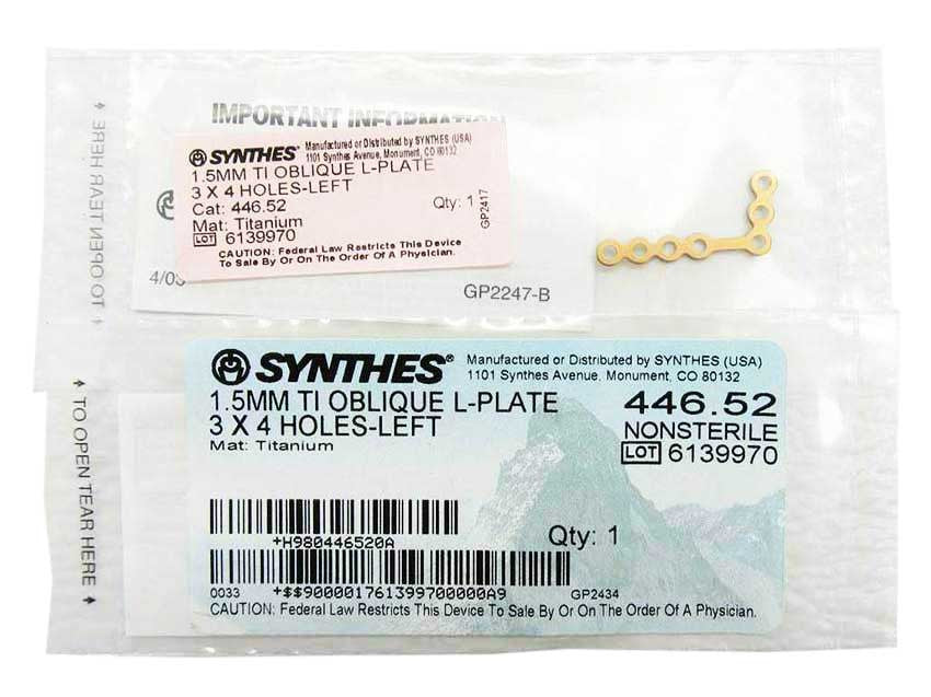 Booth Medical - Synthes 1.5mm Oblique L-Plate - 446.52