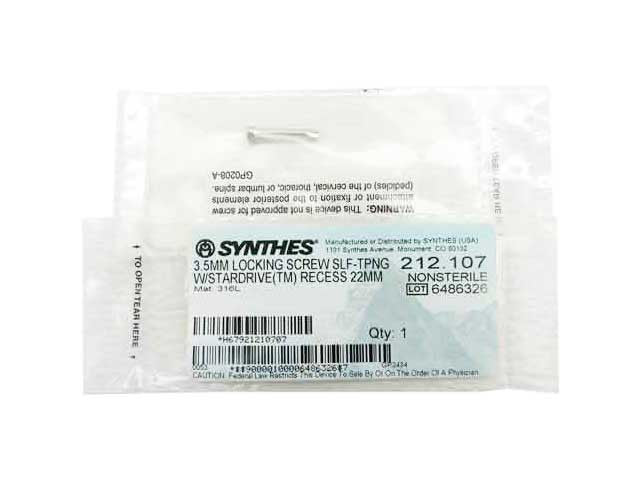Booth Medical - Synthes 3.5mm Self Tapping Locking Screw - 212.107