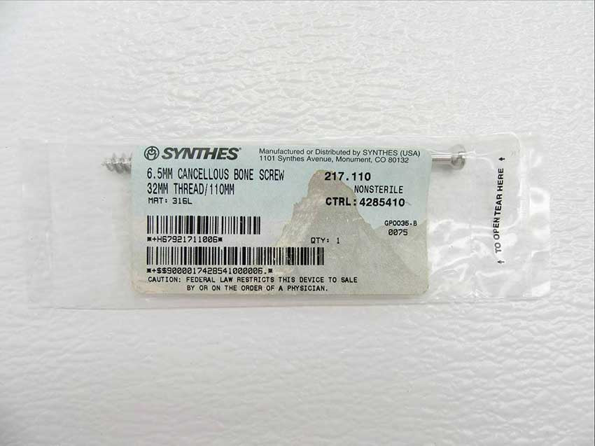 Booth Medical - Synthes 6.5mm Cancellous Bone Screw - 217.110