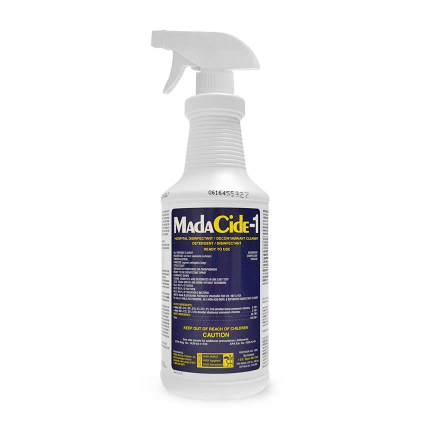 Booth Medical - MadaCide-1 Broad Spectrum Multipurpose Disinfectant (12 Bottles/Case) - 7008