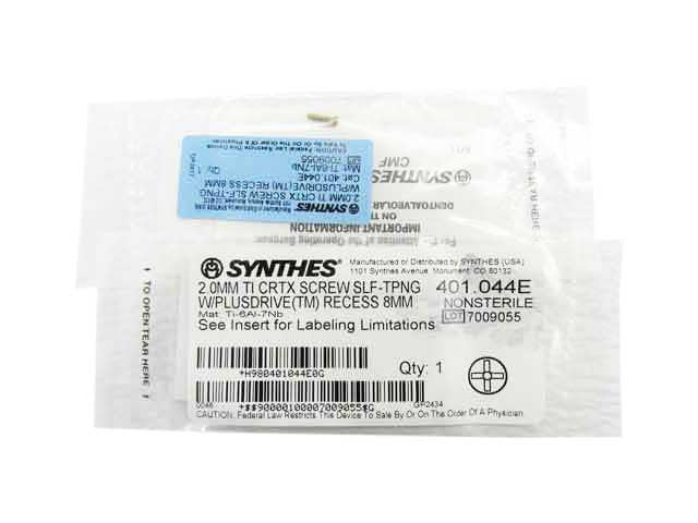 Booth Medical - Synthes 2.0mm Self Tapping Cortex Screw - 401.044E