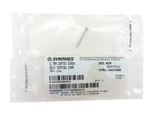 Booth Medical - Synthes 2.7mm Self Tapping Cortex Screw - 202.824