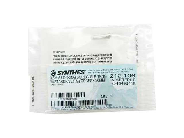 Booth Medical - Synthes 3.5mm Self Tapping Locking Screw - 212.106
