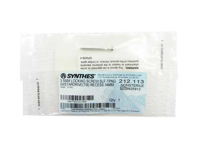 Booth Medical - Synthes 3.5mm Self Tapping Locking Screw - 212.113