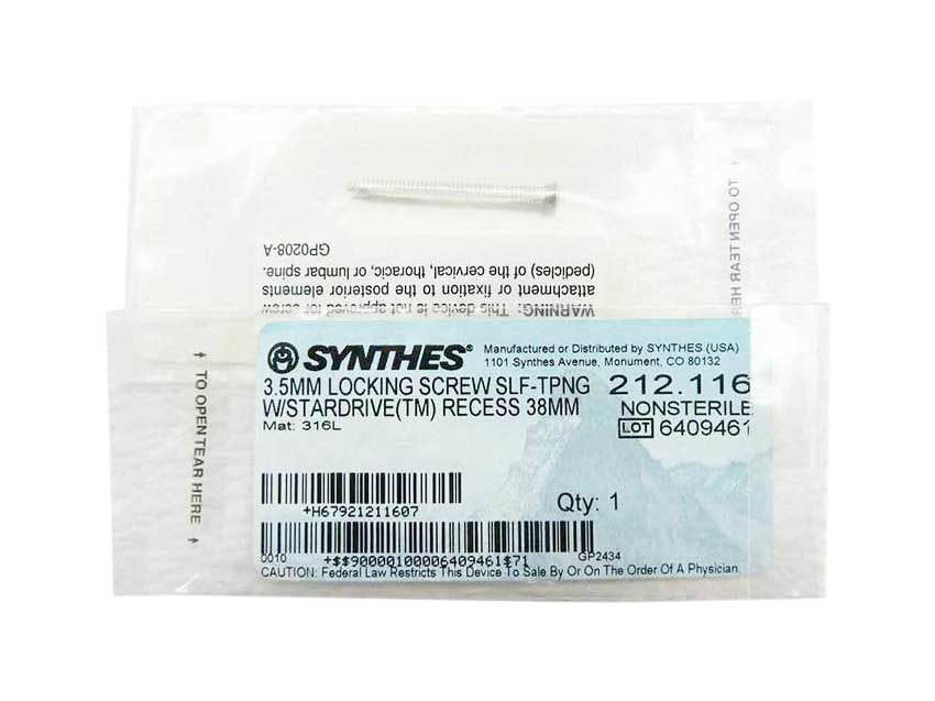 Booth Medical - Synthes 3.5mm Self Tapping Locking Screw - 212.116