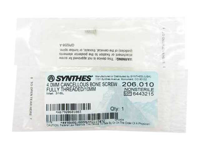 Booth Medical - Synthes 4.0mm Cancellous Bone Screw - 206.010