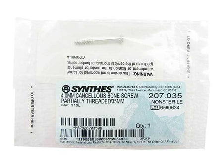 Booth Medical - Synthes 4.0mm Cancellous Bone Screw - 207.035