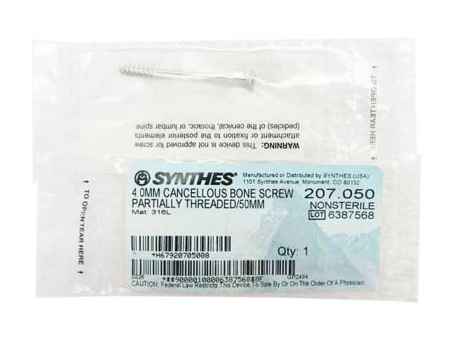 Booth Medical - Synthes 4.0mm Cancellous Bone Screw - 207.050
