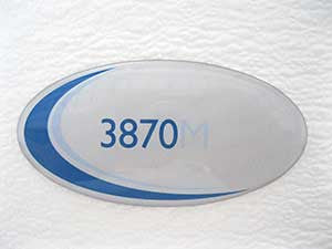 Door Label, 3870M, Blue Oval - Tuttnauer 3870 Autoclave Part: LAB048-0249